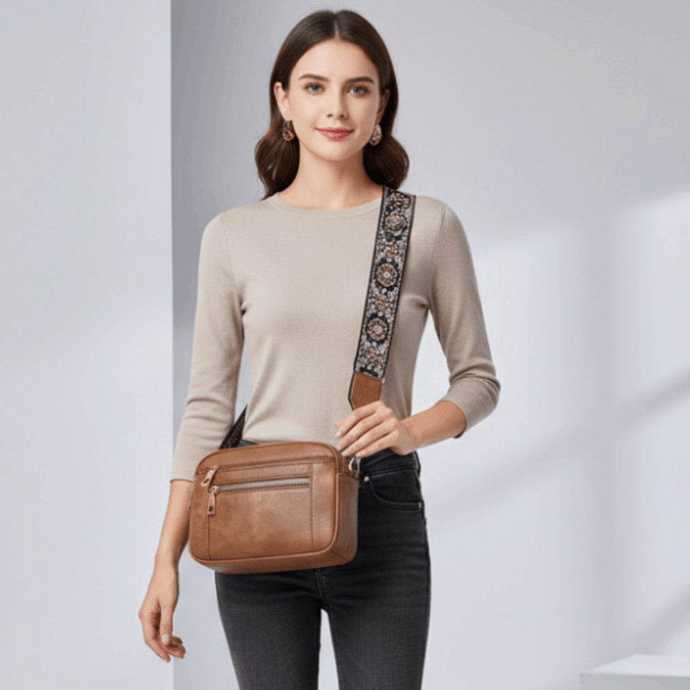 Embroidery On Leather - Tas Tangan Kulit PU Vegan Warna-warni