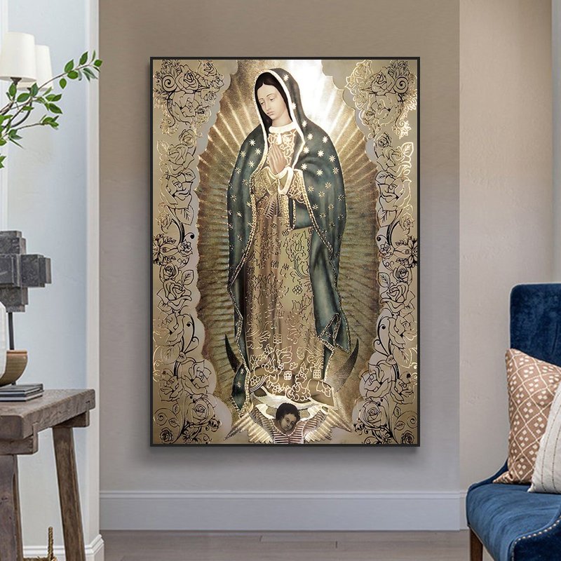 Embroidery Icon - Lukisan berlian Retro Lady of Guadalupe