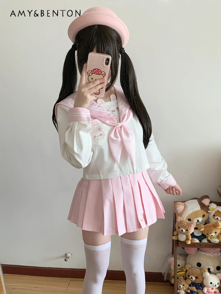 Embroidery Rabbit - Seragam Jk Lucu Gaya Preppy Jepang
