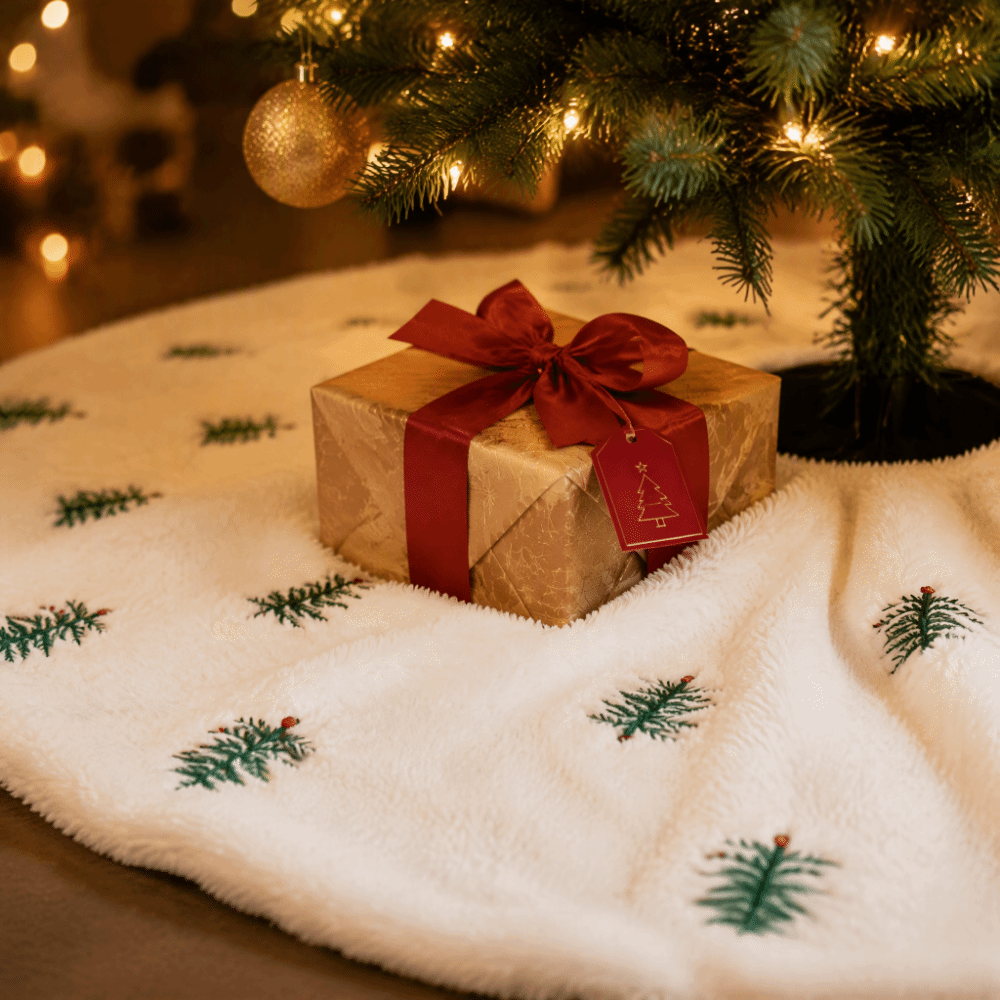 Embroidery Xmas Designs - Aksesoris Natal, Alas Pohon Natal Bulu