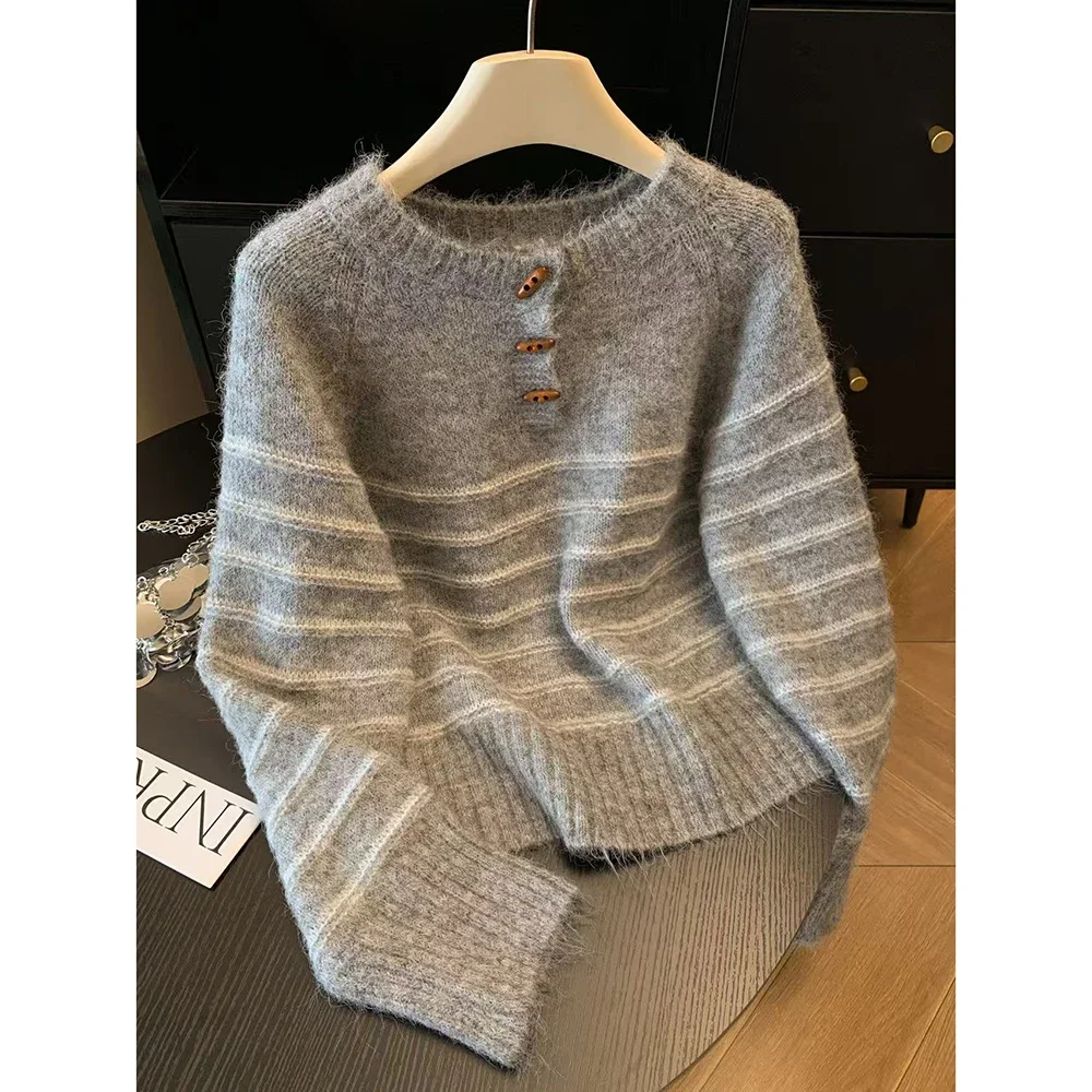 Embroidery Origin - Sweater Wol Kasmir Bergaris Wanita Musim