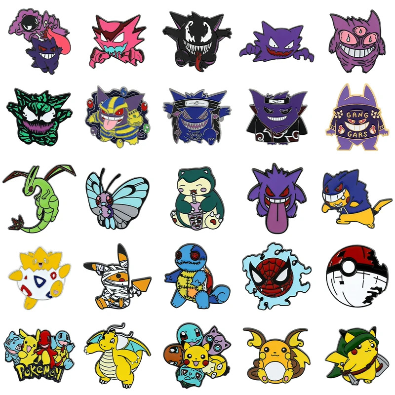 Embroidery Illustration - Bros pin anime kartun Jepang Pok