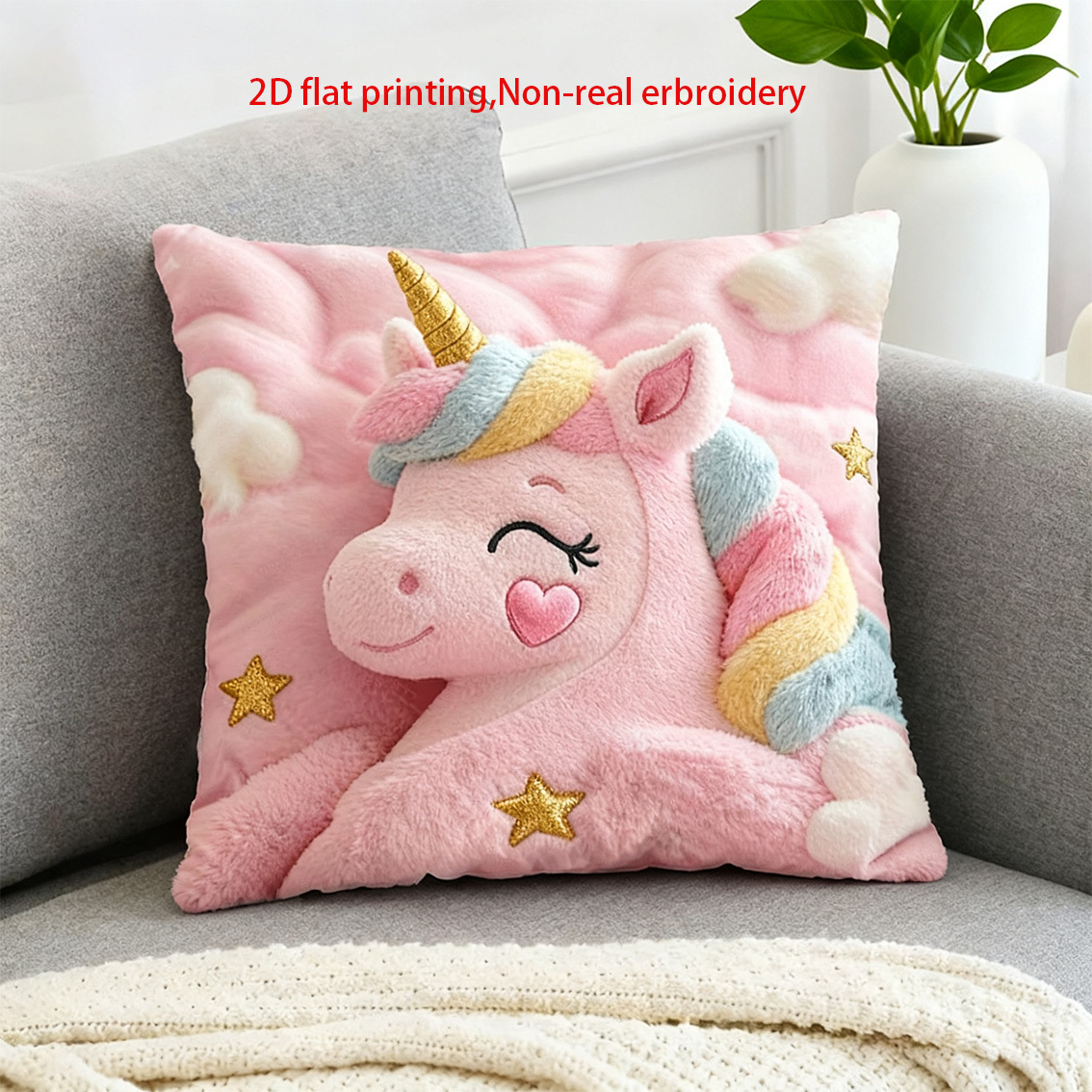 Embroidery Unicorn - VIKAMA Sarung Bantal Unicorn Bordir 3D