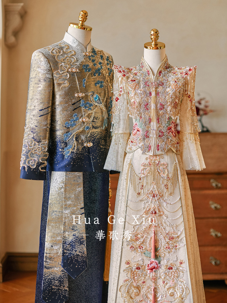 Embroidery Dress - Pakaian Pernikahan Tradisional Oriental untuk Pasangan,