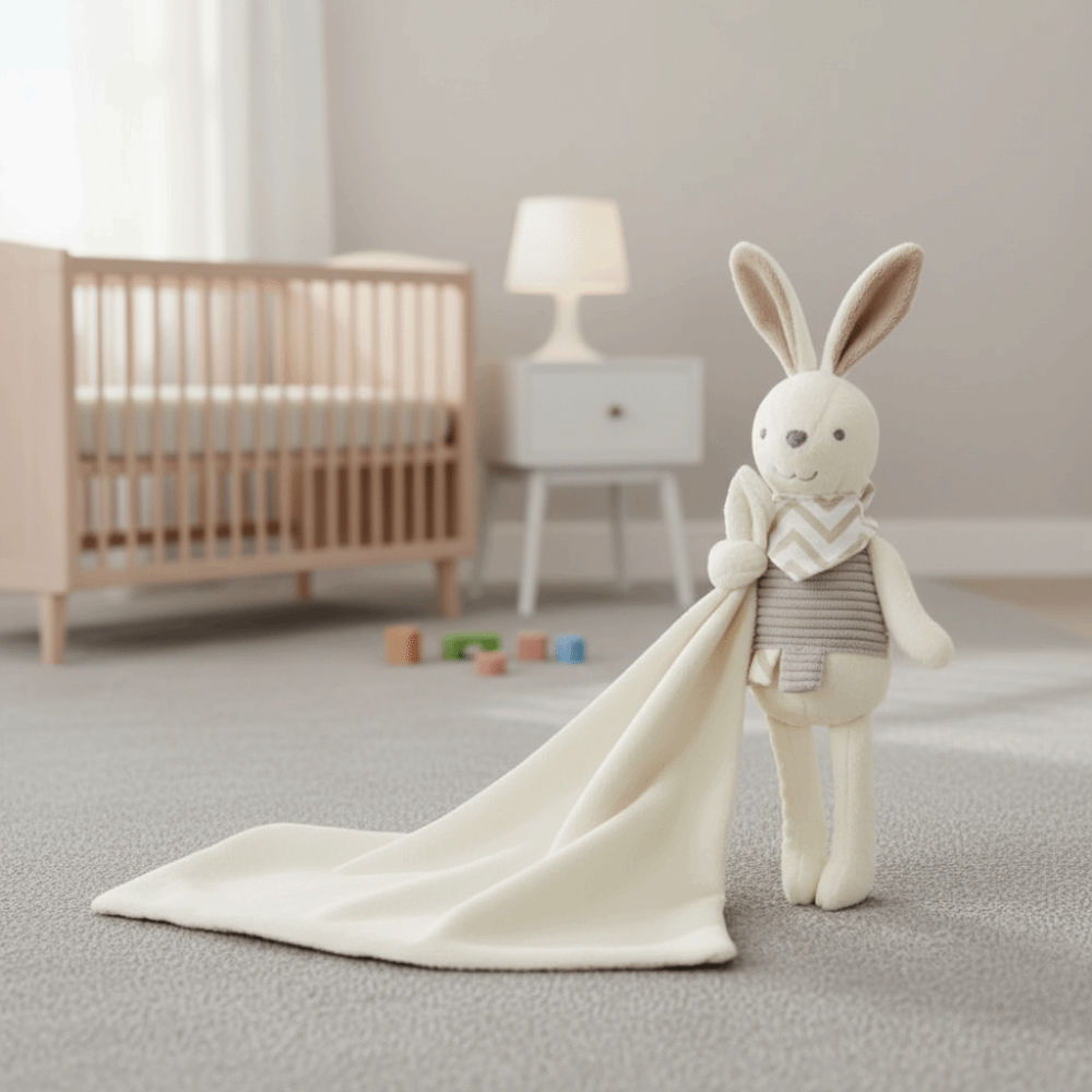 Embroidery Rabbit - Selimut Bayi Bentuk Persegi Kelinci dengan