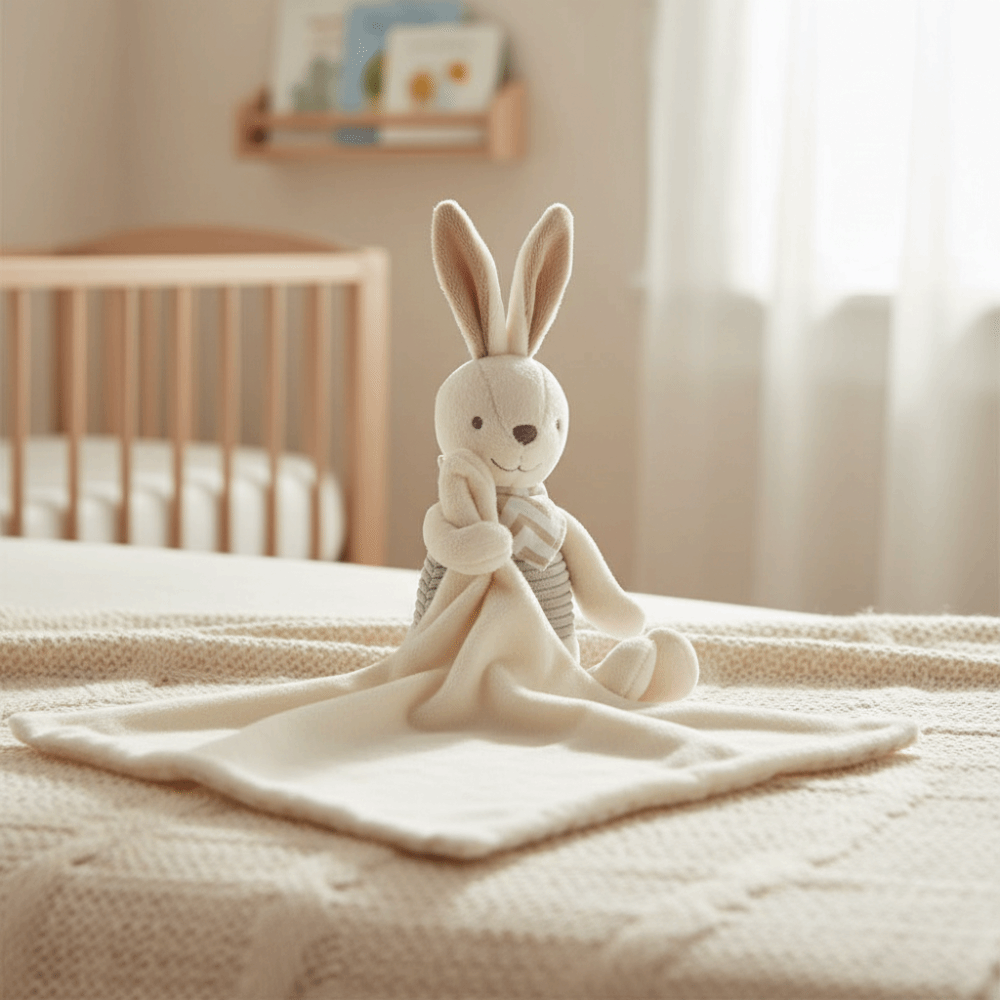 Embroidery Rabbit - Selimut Bayi Bentuk Persegi Kelinci Lucu