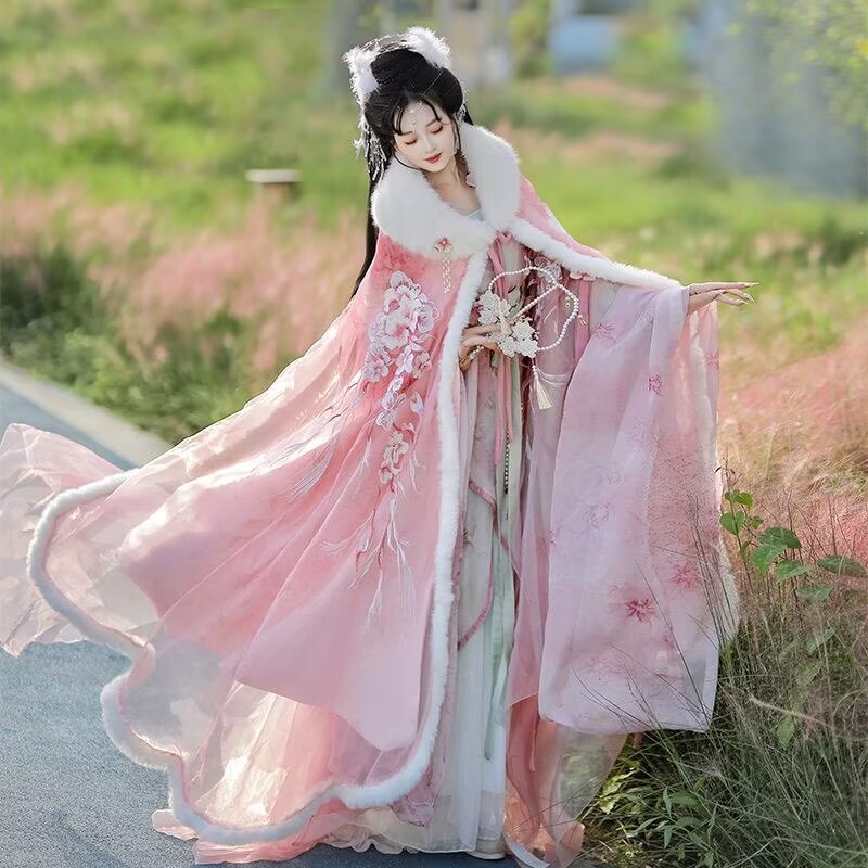Embroidery Xmas - Gaun Jubah Hanfu Merah Muda &