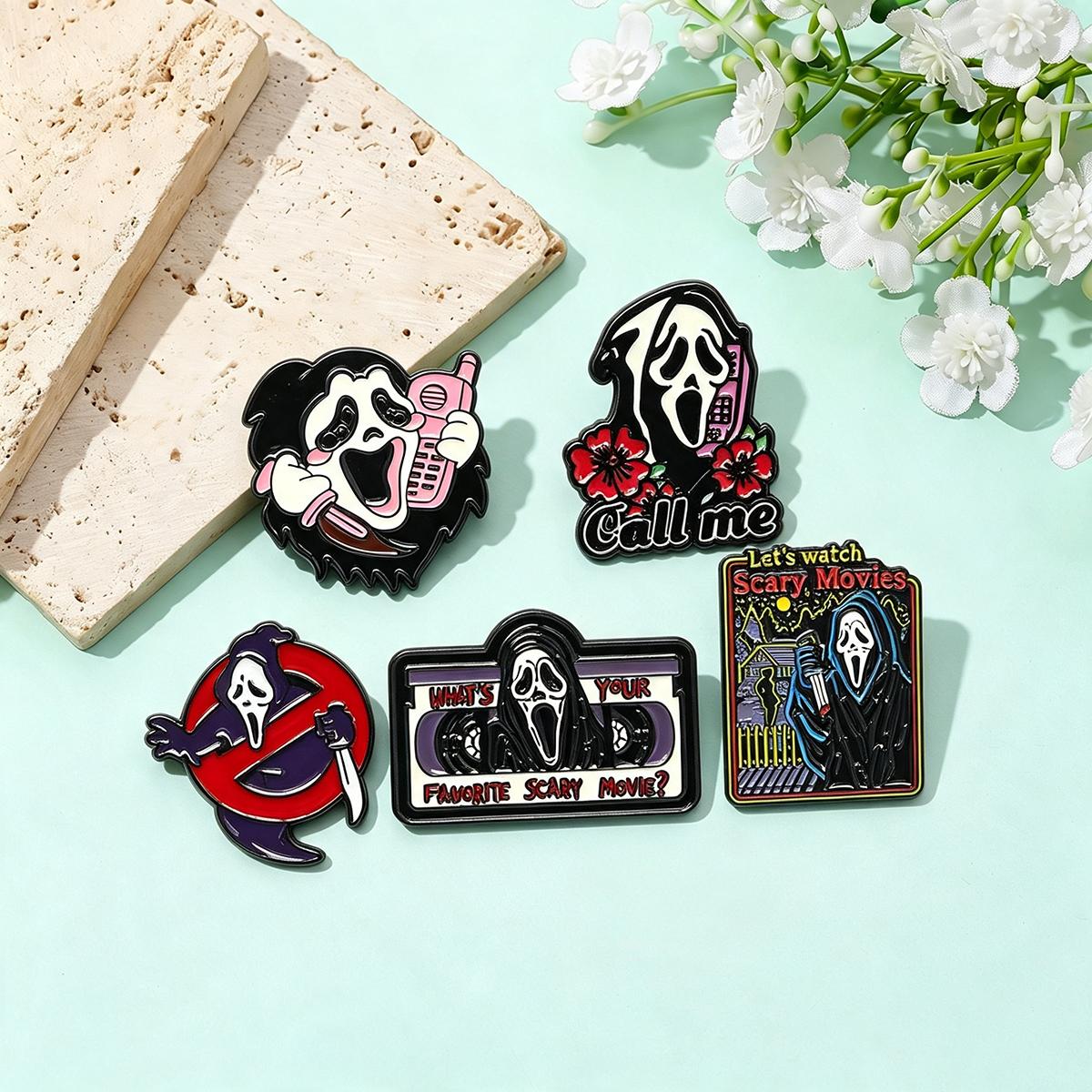 5Pcs/Set Bros Enamel Tengkorak - Embroidery Illustration ulasan dan harga