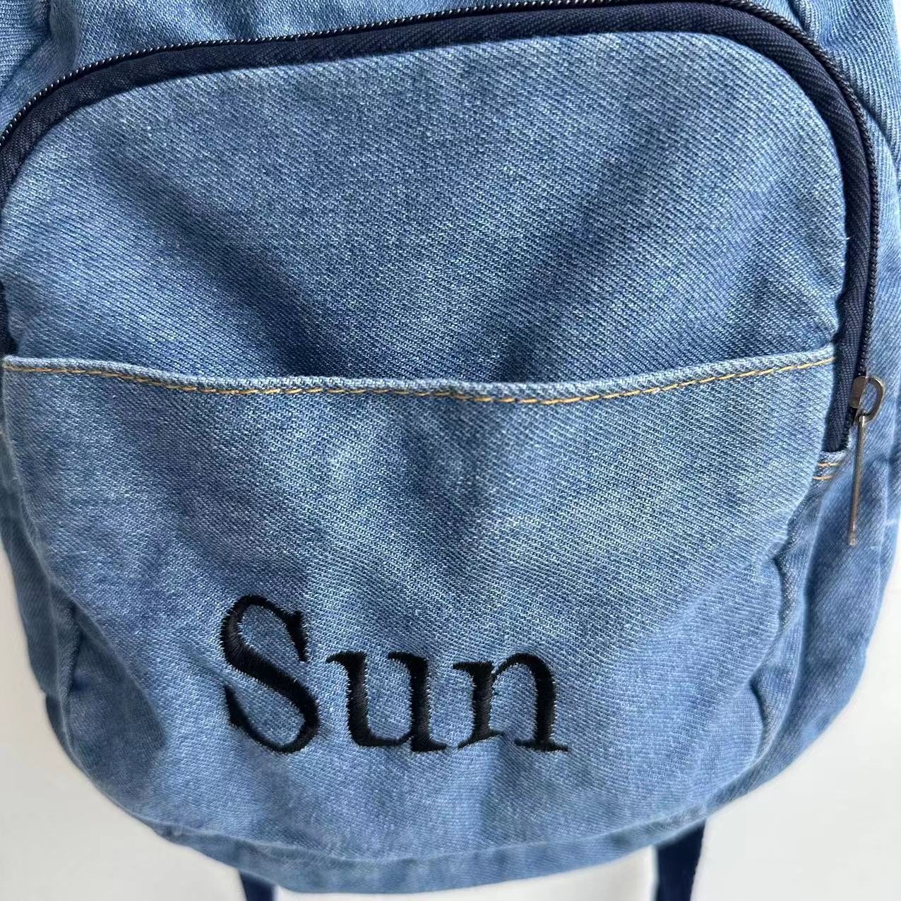 Tas ransel Denim murid perempu - Embroidery Simple ulasan dan harga