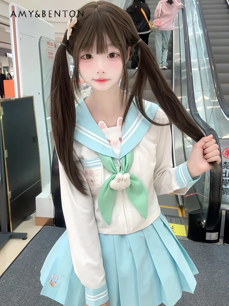 Seragam Jk Lucu Gaya Preppy Je - Embroidery Rabbit ulasan dan harga