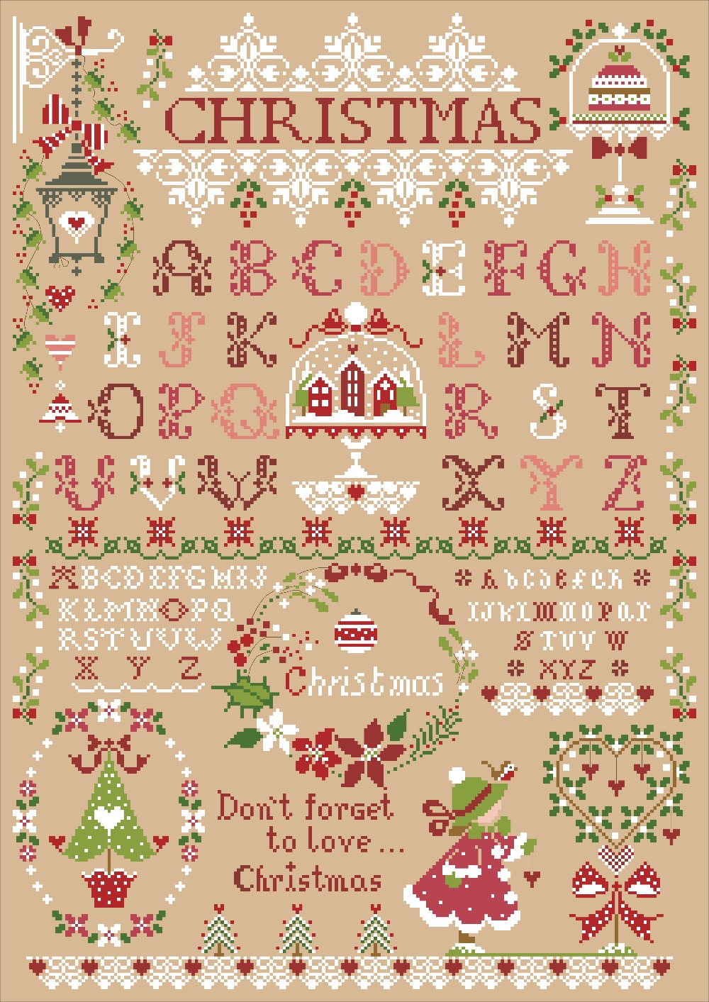 Kit jahit silang gadis Natal h - Embroidery Xmas Designs ulasan dan harga