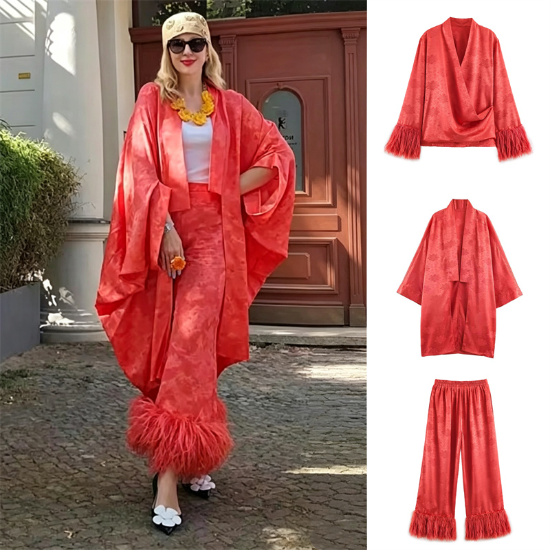 Kimono Satin Jacquard Bunga Me - Embroidery Origin ulasan dan harga