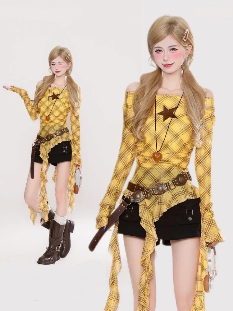 Kaos Vintage Y2K Plaid Slash N - Embroidery Origin ulasan dan harga
