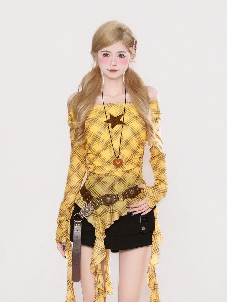 Kaos Vintage Y2K Plaid Slash N - Embroidery Origin ulasan dan harga