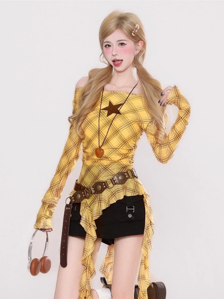Kaos Vintage Y2K Plaid Slash N - Embroidery Origin ulasan dan harga