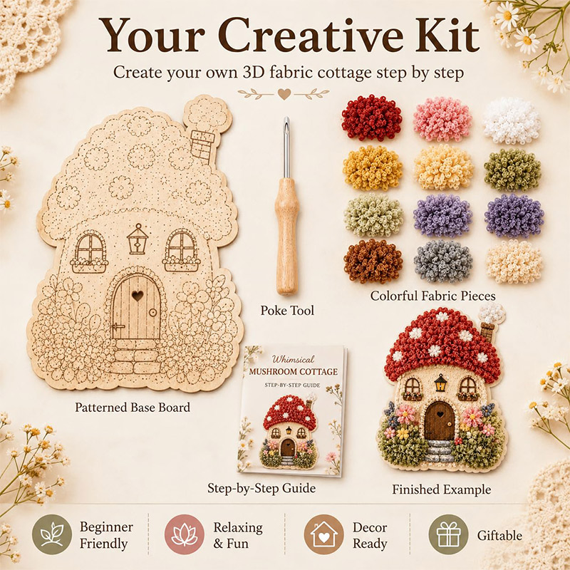 Kit DIY Seni Poke Rumah Jamur  - Embroidery Origin ulasan dan harga