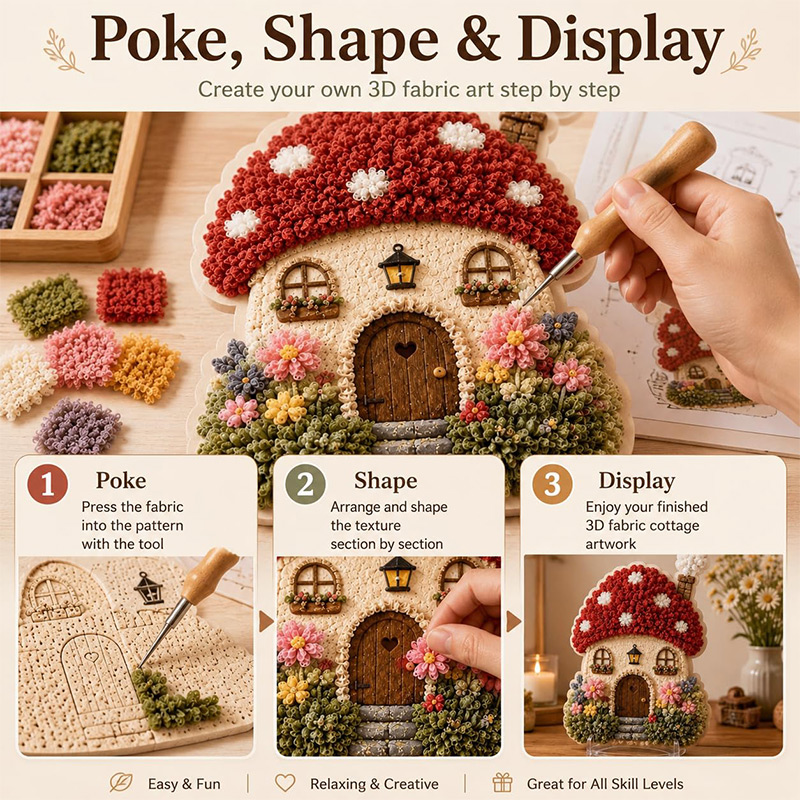 Kit DIY Seni Poke Rumah Jamur  - Embroidery Origin ulasan dan harga