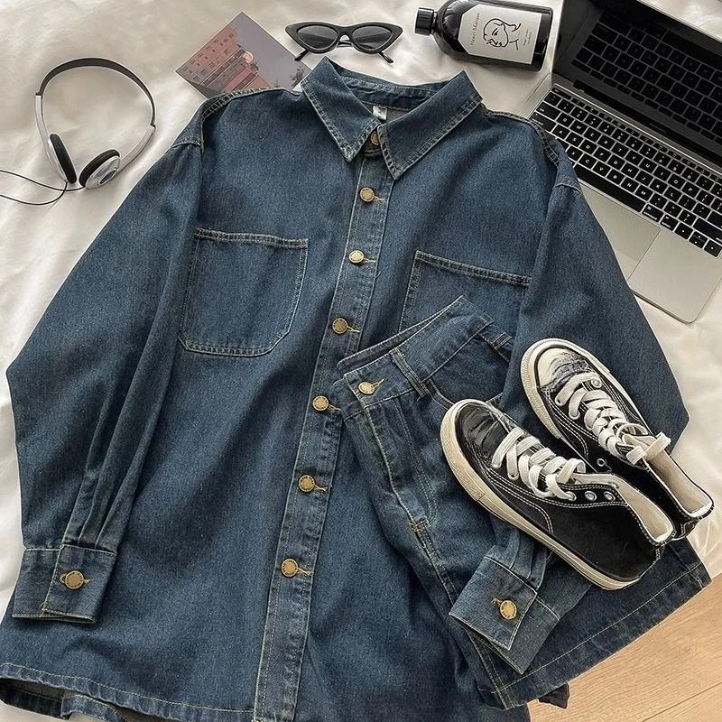 Set Rok Denim Y2K: Jaket Kanci - Embroidery Origin ulasan dan harga