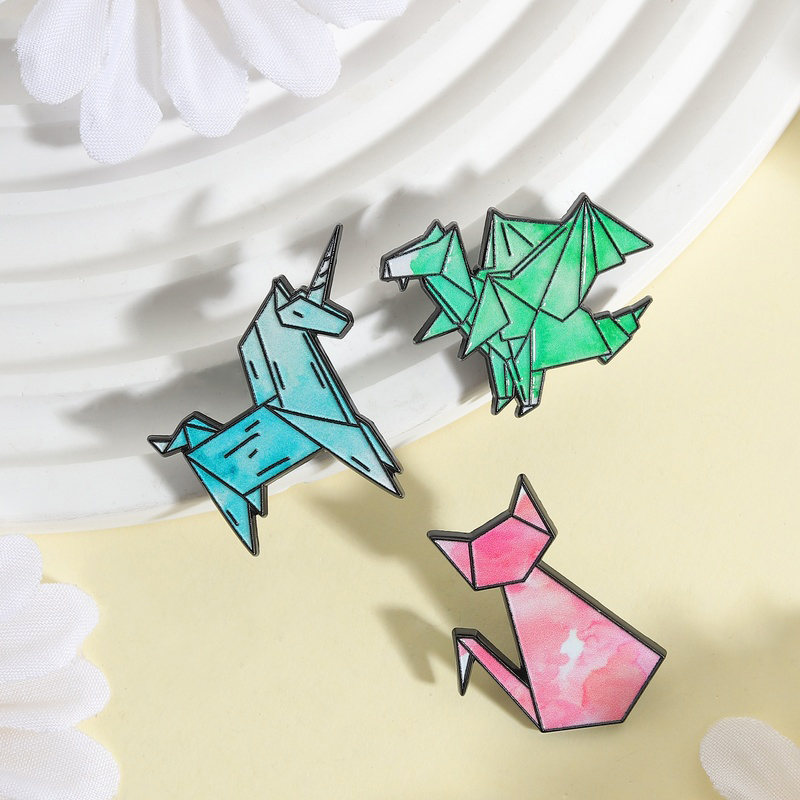Pin Enamel Hewan Origami Lucu, - Embroidery Unicorn ulasan dan harga