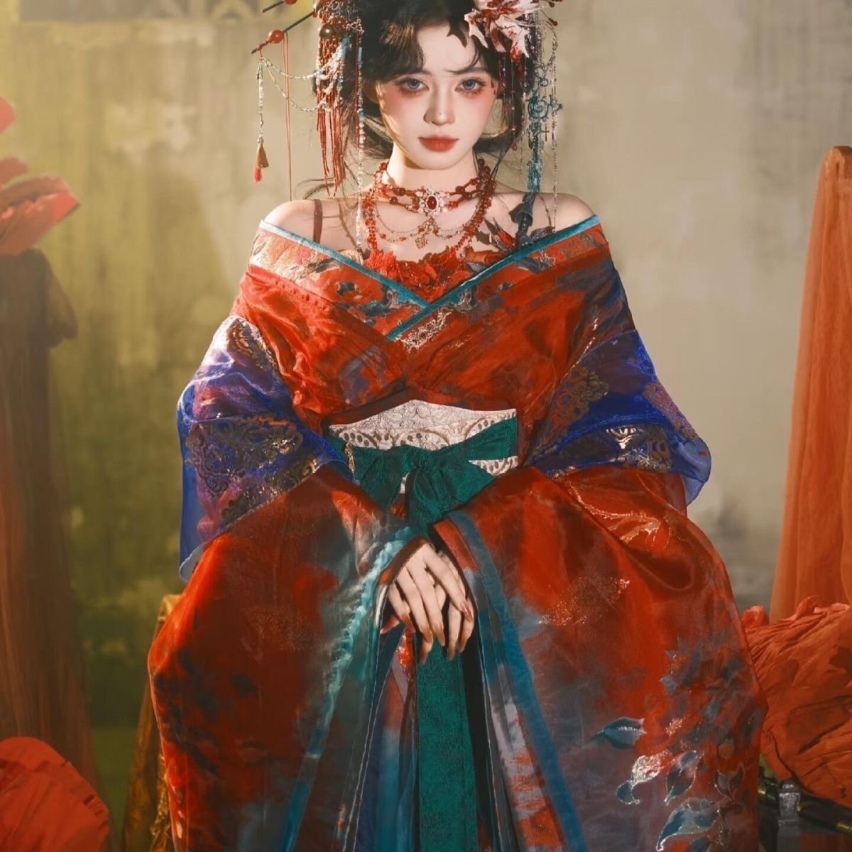 Gaun Hanfu Bordir Hitam Biru u - Embroidery Dress ulasan dan harga