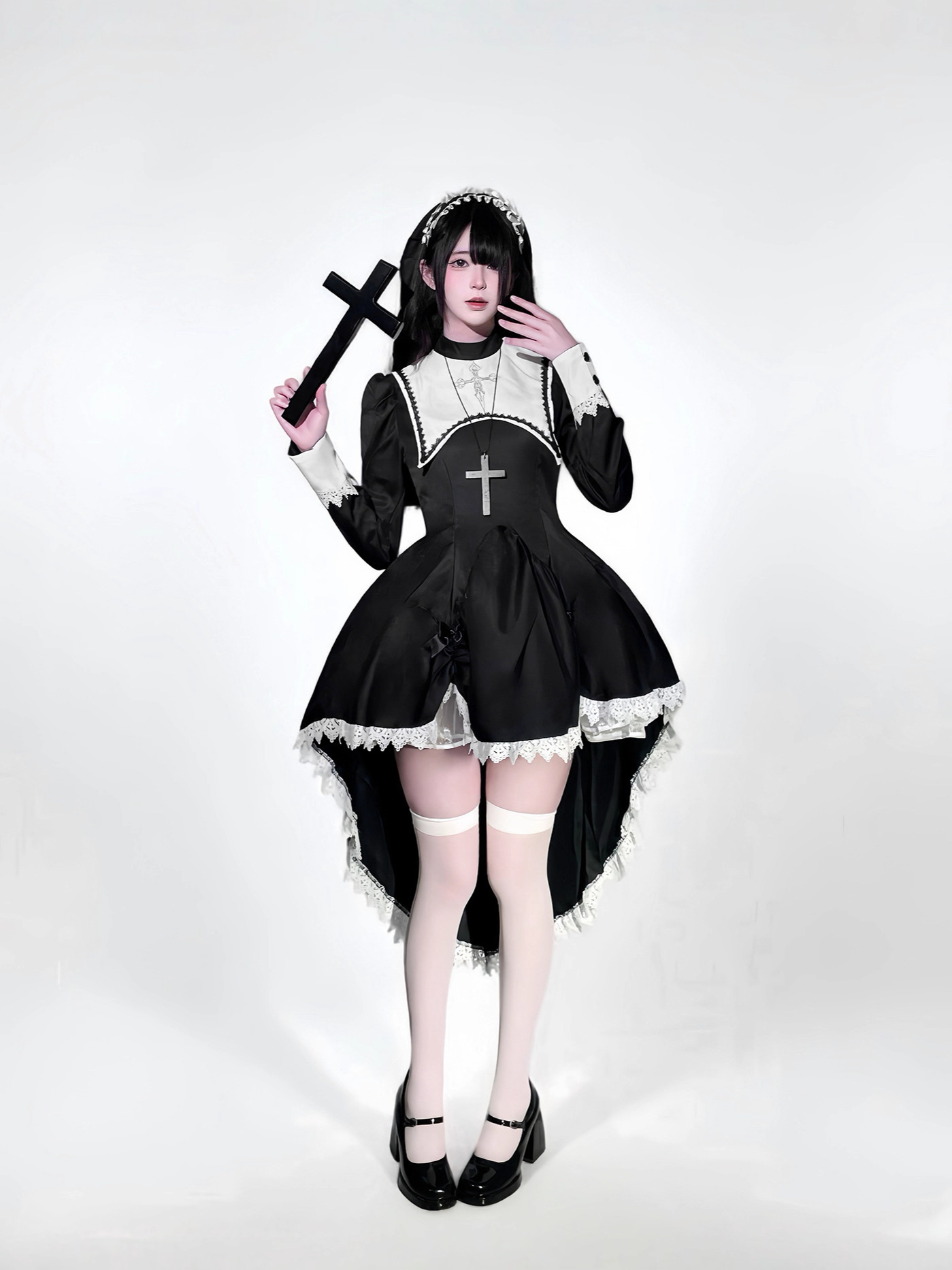Kostum biarawati Halloween den - Embroidery Dress ulasan dan harga
