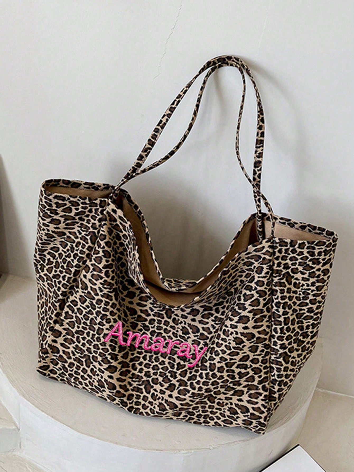 Tas Tote Motif Macan Tutul Nam - Embroidery Name ulasan dan harga