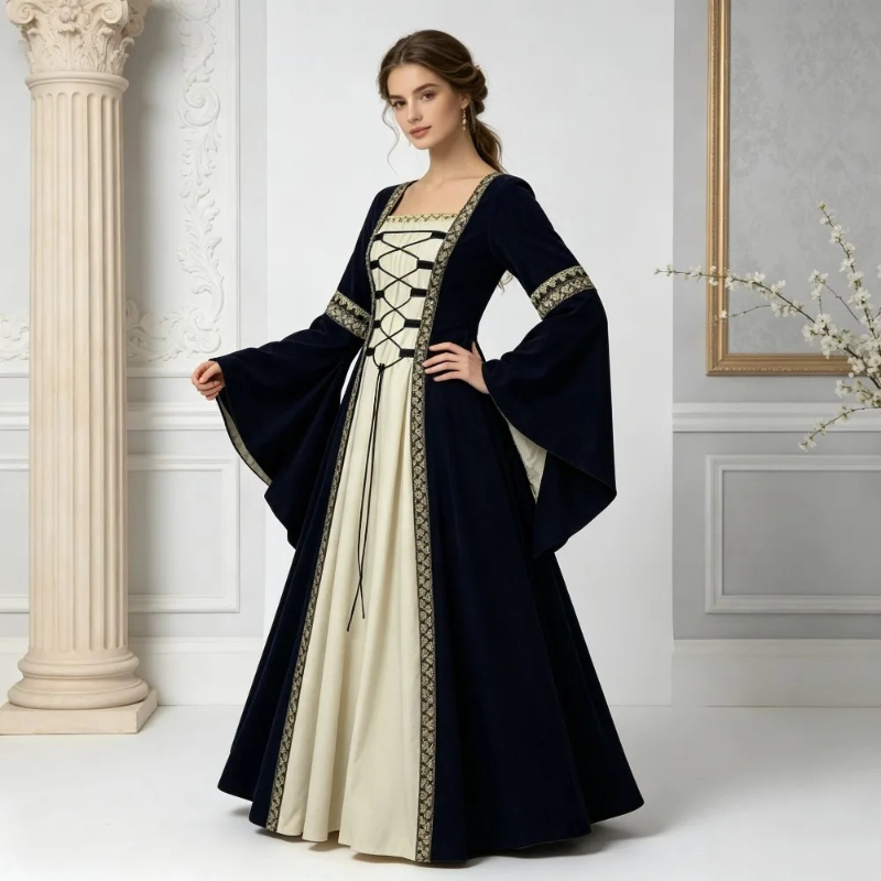 Kostum Bangsawan Eropa Klasik, - Embroidery Dress ulasan dan harga