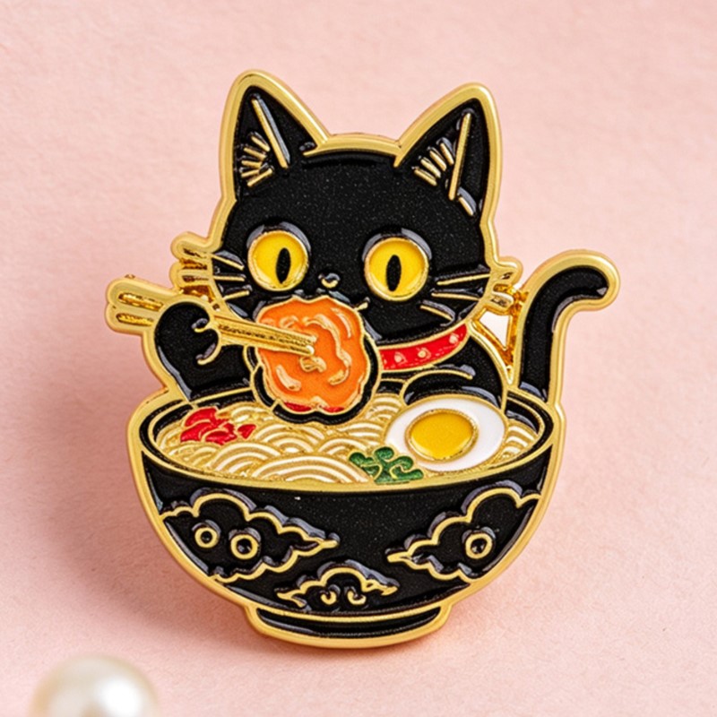 Pin Enamel Kucing Hitam Lucu S - Embroidery Simple ulasan dan harga