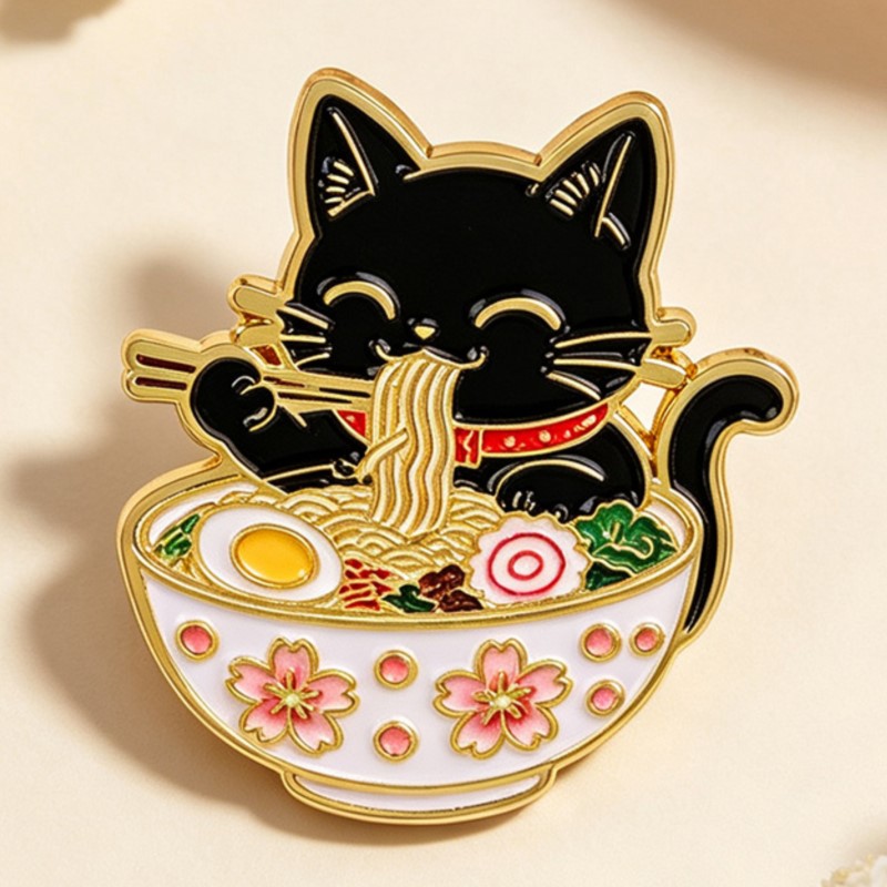Pin Enamel Kucing Hitam Lucu S - Embroidery Simple ulasan dan harga